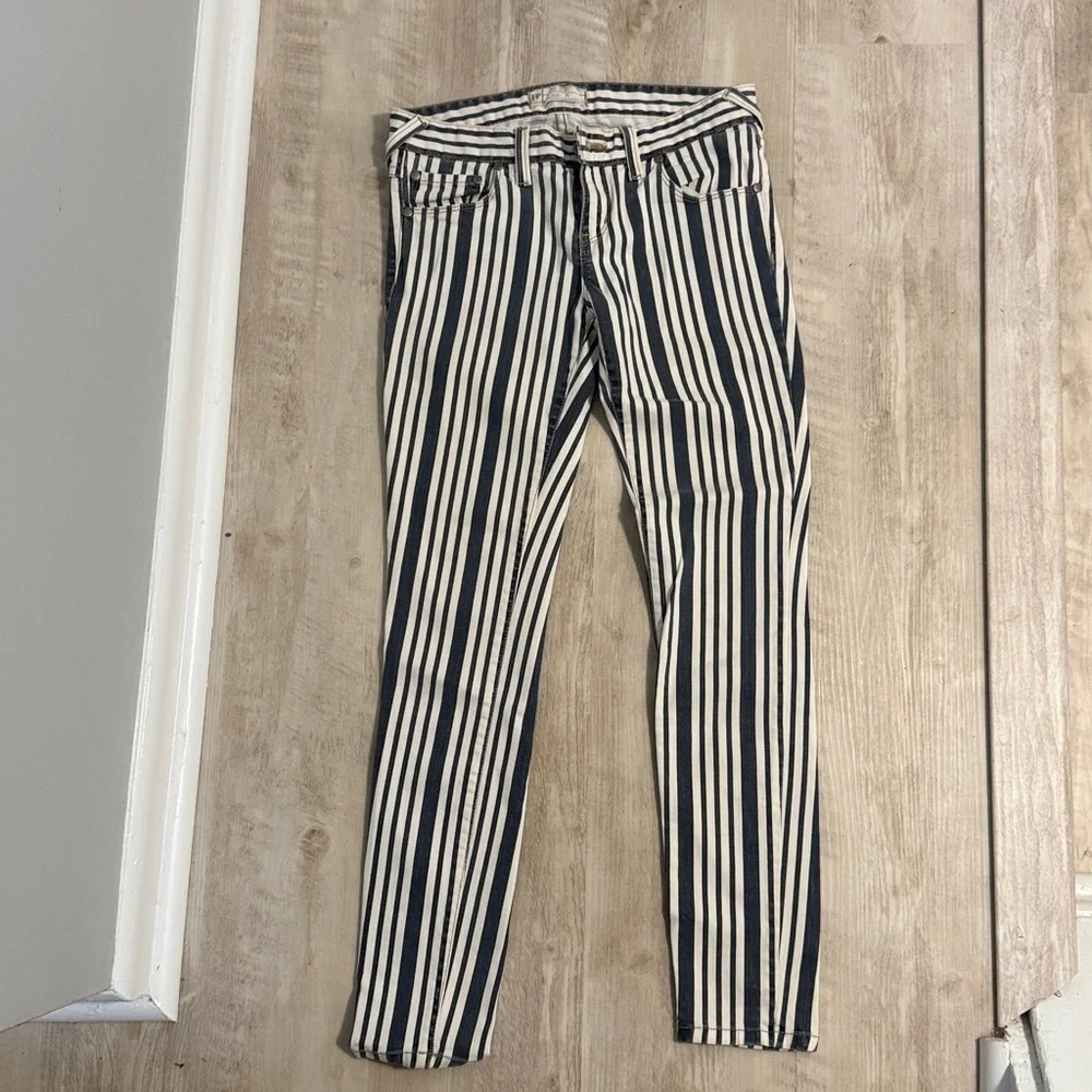 Free People Blue and White Striped Skinny Pants